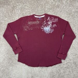 Y2K Red Camel‎ Grunge Cropped Thermal Shirt XL